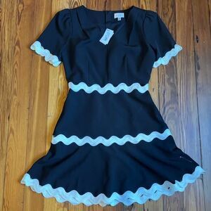 NWT Milly A line black and white scalloped dress Josephine Milly Trend Style